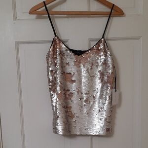 1. State Silver And Gold Sequin Spaghetti Strap Camisole Sz XS